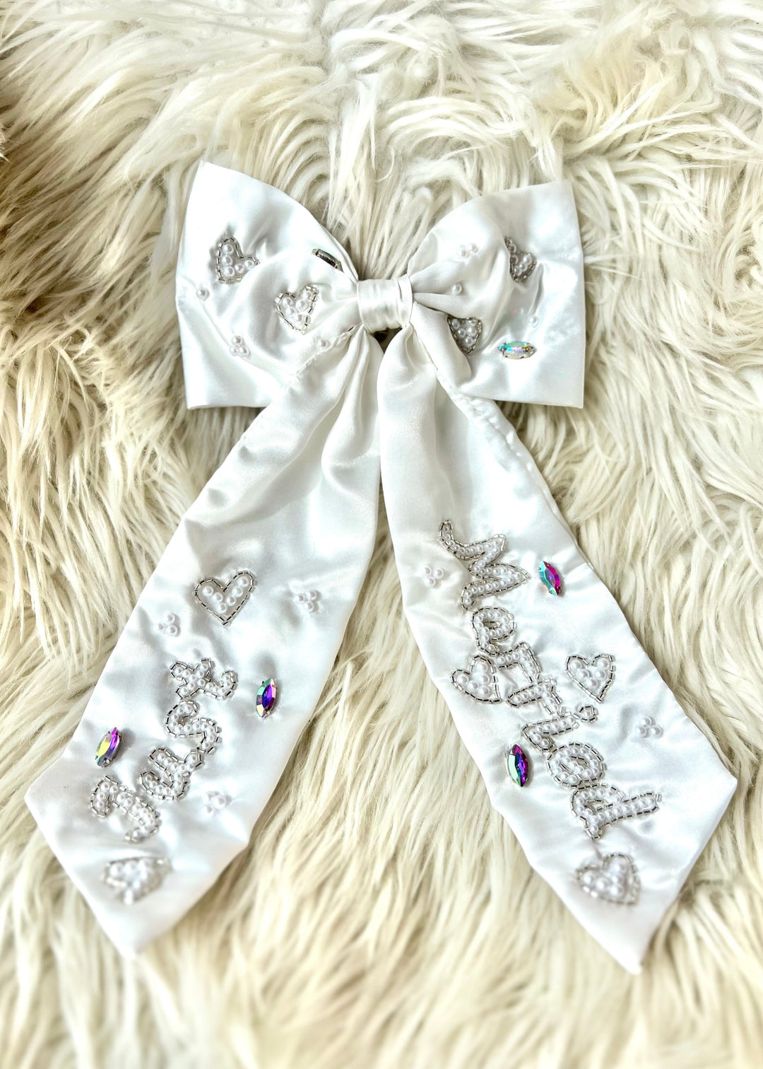 Just Married Hair Bow, Hair Ties, Adeline, Adeline, dallas boutique, dallas texas, texas boutique, women's boutique dallas, adeline boutique, dallas boutique, trendy boutique, affordable boutique