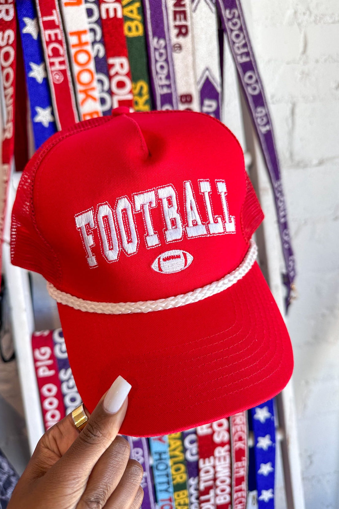 Football Rope Trucker Hat, Hat, Charlie Southern, Adeline, dallas boutique, dallas texas, texas boutique, women's boutique dallas, adeline boutique, dallas boutique, trendy boutique, affordable boutique