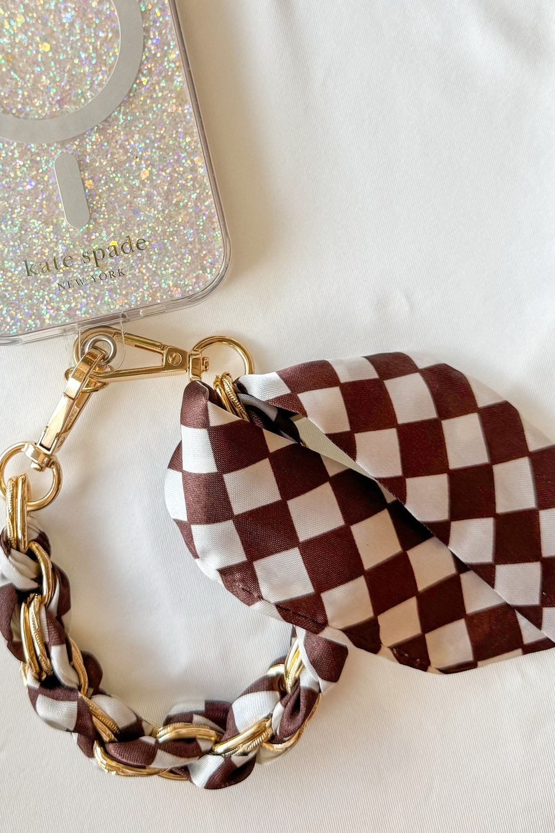 Brown Check Phone/Key Chain, Key Chain, Phone Accessory, Adeline Boutique, Dallas Boutique