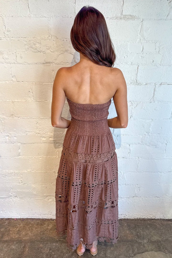 Evelyn Eyelet Maxi Dress, Strapless Maxi Dress, Maxi Dress, Adeline Boutique, Dallas Boutique, Dresses, Game Day Outfit