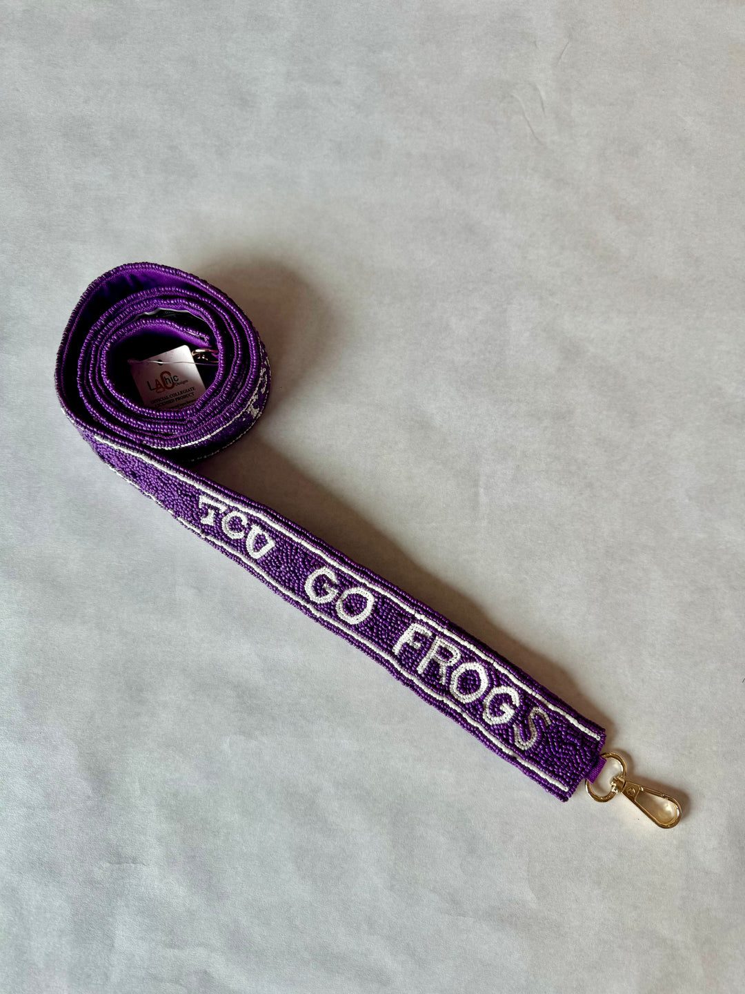 go frogs beaded strap, gameday strap, go frogs stadium strap, tcu gameday, gameday strap, beaded gameday strap