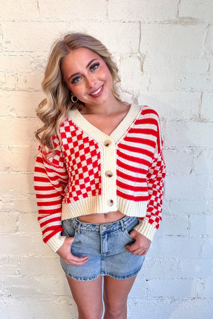 Holiday Vibes Cardigan, Christmas Sweater, Cropped Sweater, Cardigan, Adeline Boutique