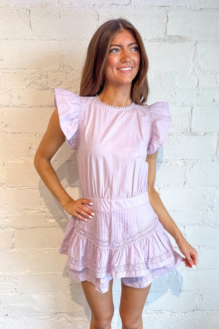 Lavender Lace Ruffle Romper, Romper, Adeline Boutique, Rush Dresses, Sorority Dresses, Summer Dresses, Babydoll Dress, Womens Boutique