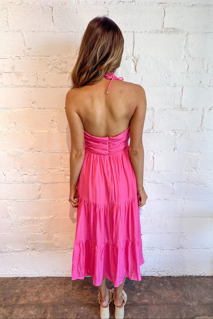 Haltered Ruched Midi Dress, Midi Dress, Dresses and Rompers, Adeline Boutique, Sundress, Spring