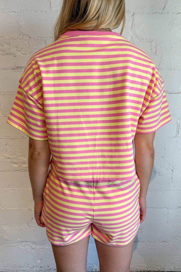 Pink Lemonade Striped Shorts, Cotton Shorts, Shorts, Bottoms, Lounge Shorts, Lounge Outfit, Two Piece Set, Matching Set, Adeline Boutique, Dallas Boutique