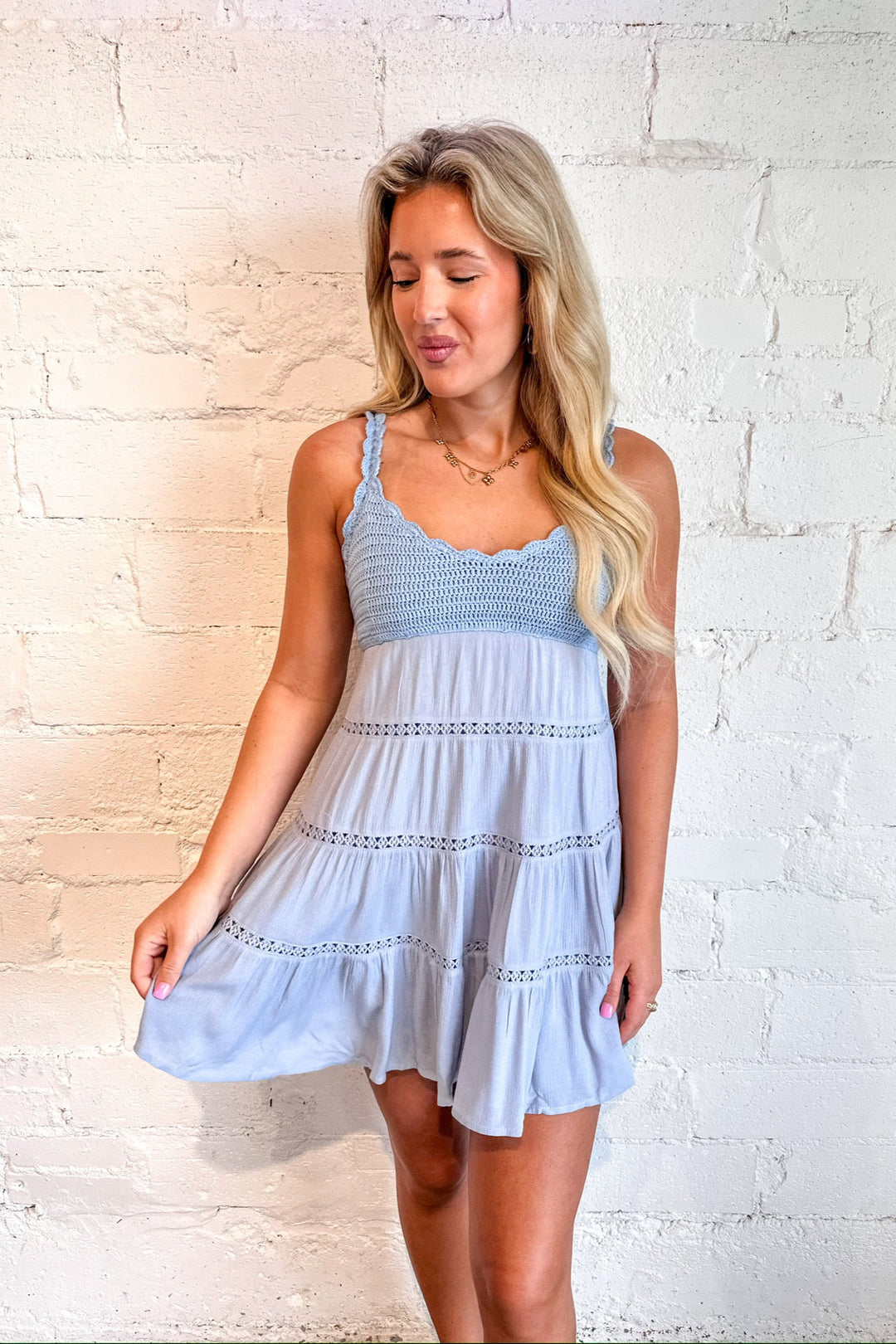 Soft Horizon Crochet Mini Dress, Spring and Summer Dress, Dresses, Adeline Boutique, Dallas Boutique, Boutique Dresses, 4th of July, Summer Styles