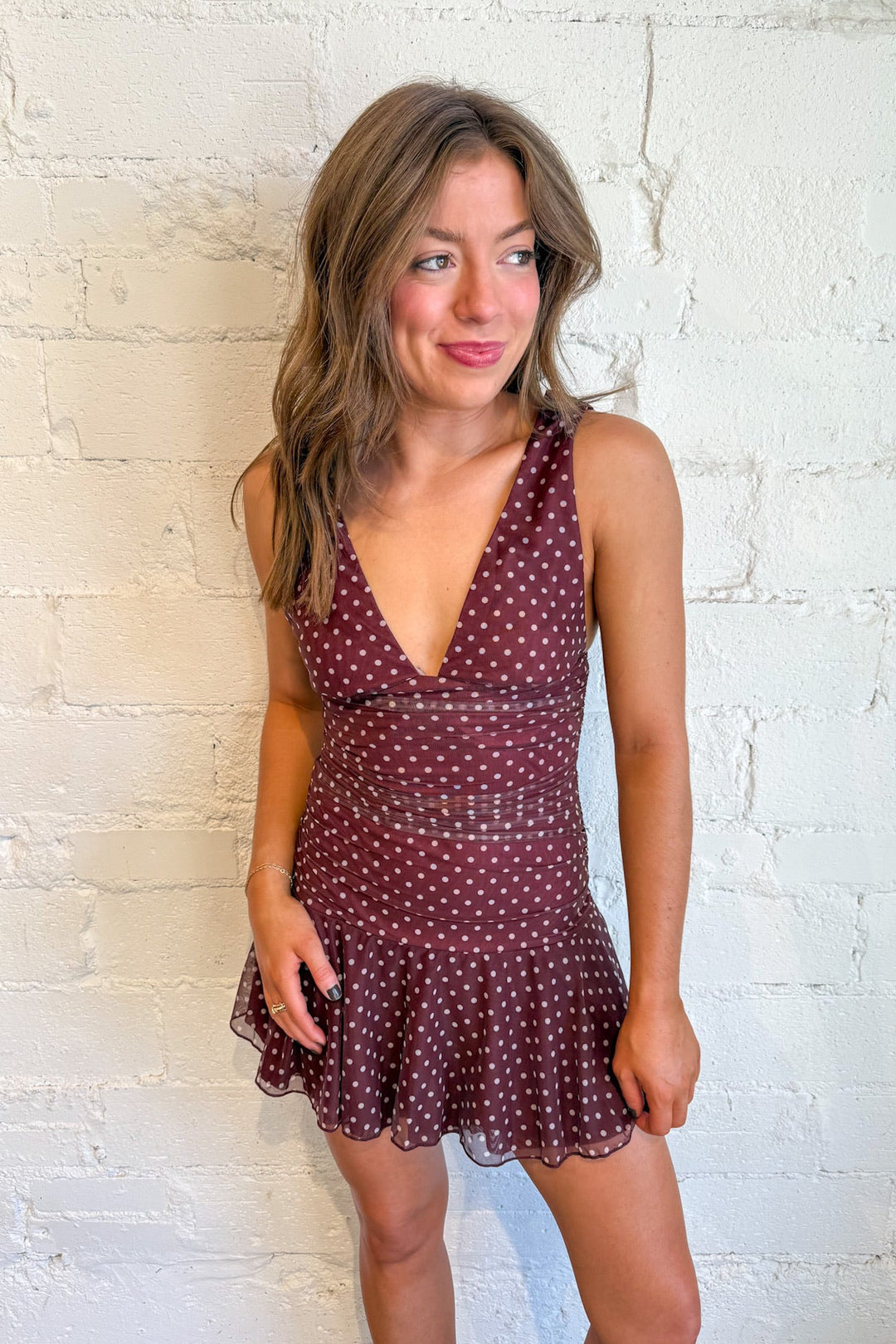 The June Dress, Flowy Mini Dress, Mini Dress, Polka Dot Dress, Polka Dots, Dallas Boutique, Adeline Boutique, Women's Fashion
