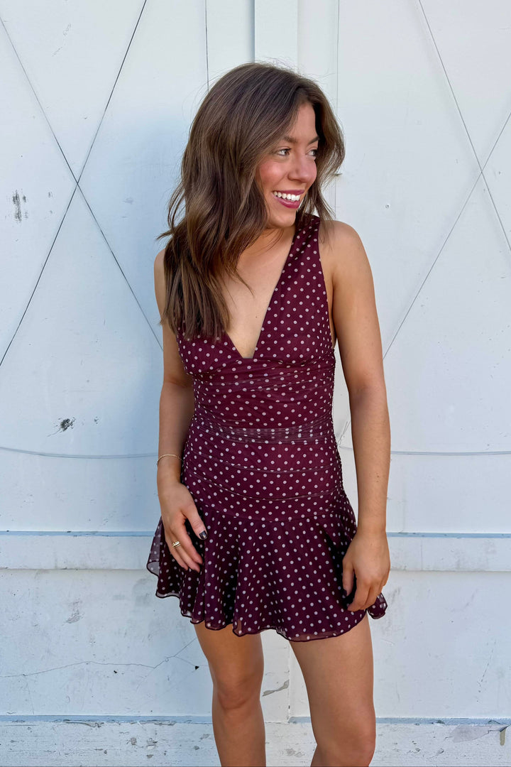 The June Dress, Flowy Mini Dress, Mini Dress, Polka Dot Dress, Polka Dots, Dallas Boutique, Adeline Boutique, Women's Fashion