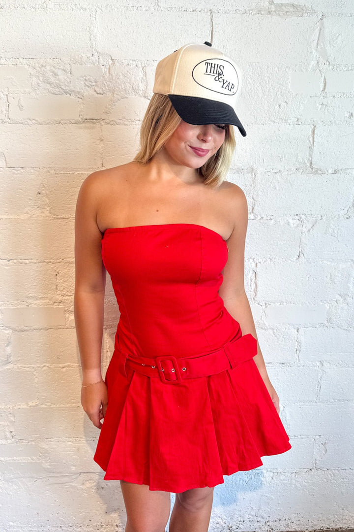 Vintage Flare Dress, Strapless Dress, Pleated Dress, Game Day Dresses, Game Day Outfits, Adeline Boutique, Dallas Boutique, Boutique Clothing