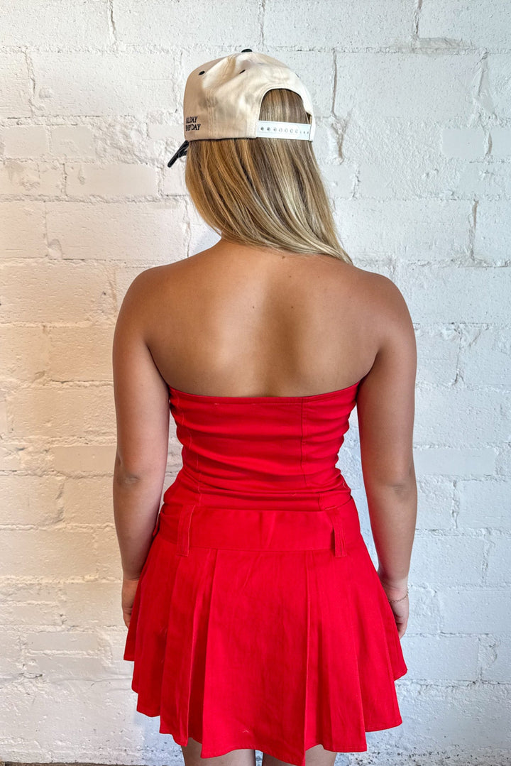 Vintage Flare Dress, Strapless Dress, Pleated Dress, Game Day Dresses, Game Day Outfits, Adeline Boutique, Dallas Boutique, Boutique Clothing