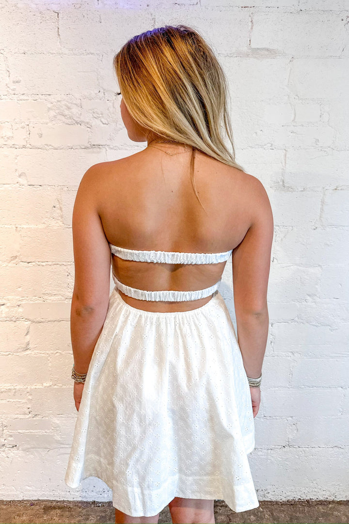 Maui Eyelet Strapless Dress, Strapless Dress, Dresses and Rompers, Adeline Boutique, Dallas Boutique