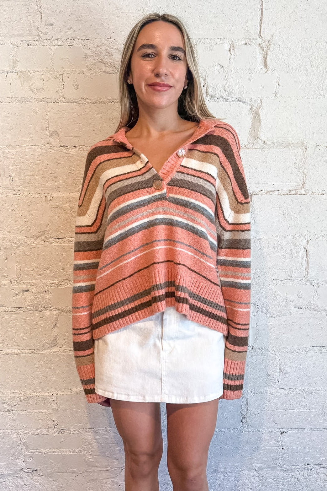 Free People Trading Up Striped Polo