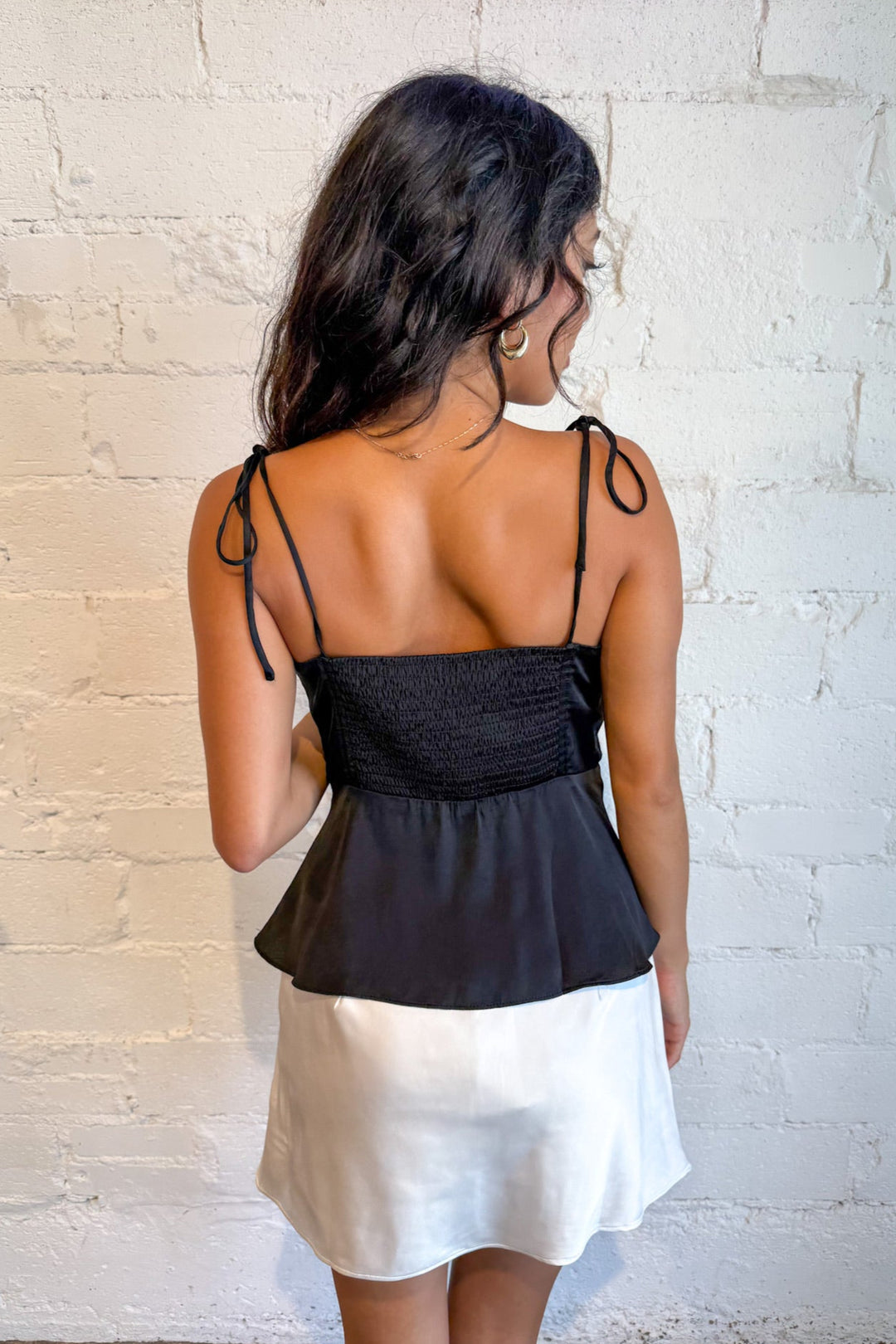 ASTR The Label Selena Peplum Top, Peplum Top, Adeline Boutique, Dallas Boutique, Satin Tops, Tops, Going Out Tops