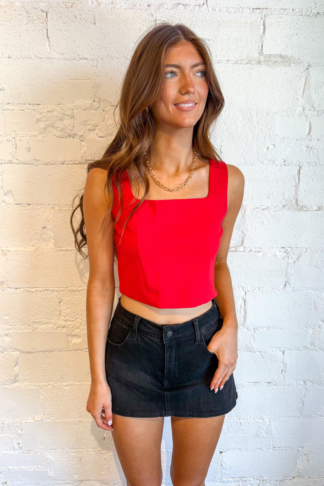 All Day Everyday Denim Skort, Denim Skirt, Mini Skirt, Game Day Outfit, Fall Skirts, Dallas Boutique, Adeline Boutique