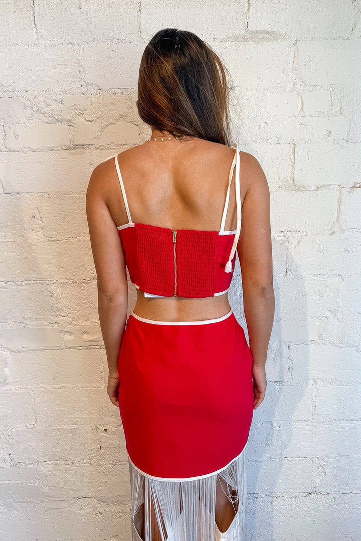 red crop top, game day outfit, red set, All Star Top