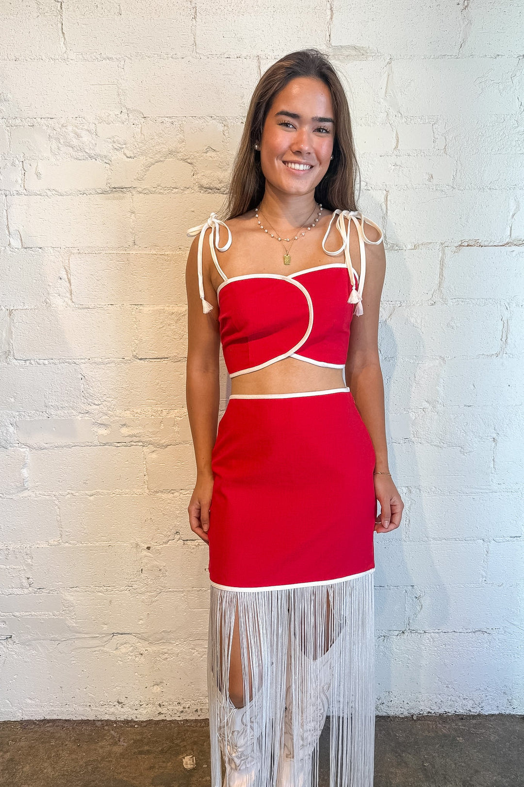 red crop top, game day outfit, red set, All Star Top Red