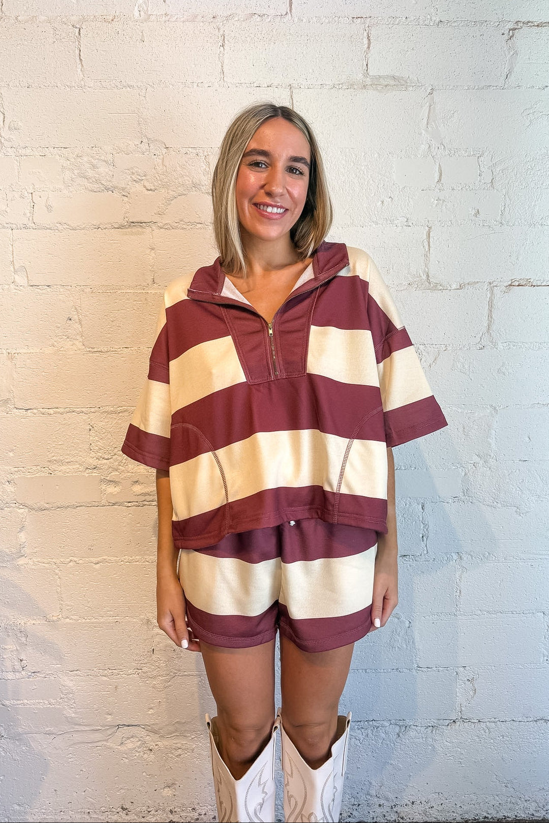 stripe top set, adeline boutique, boutique