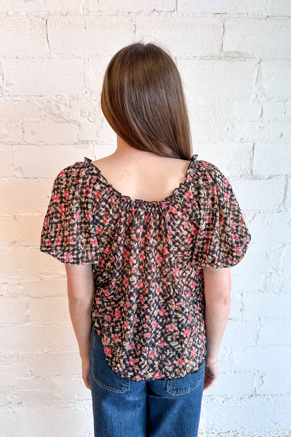 Astra Peasant Top, Floral Top, Adeline Boutique, blouse, Dallas Boutique, Boutique Clothing