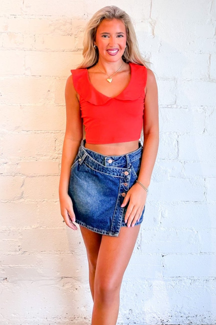 Avery Sleeveless Crop Top, Orange, Orange Top, womens boutique, boutique