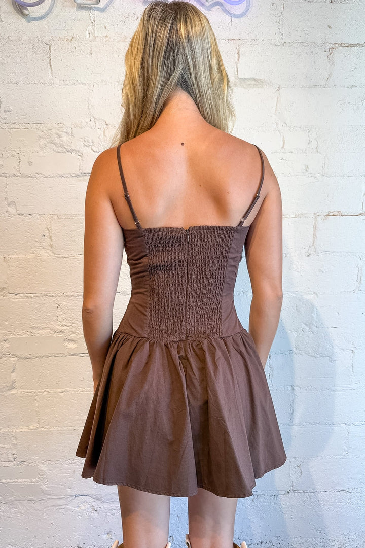 dark brown dress, gameday dress, game day dress 