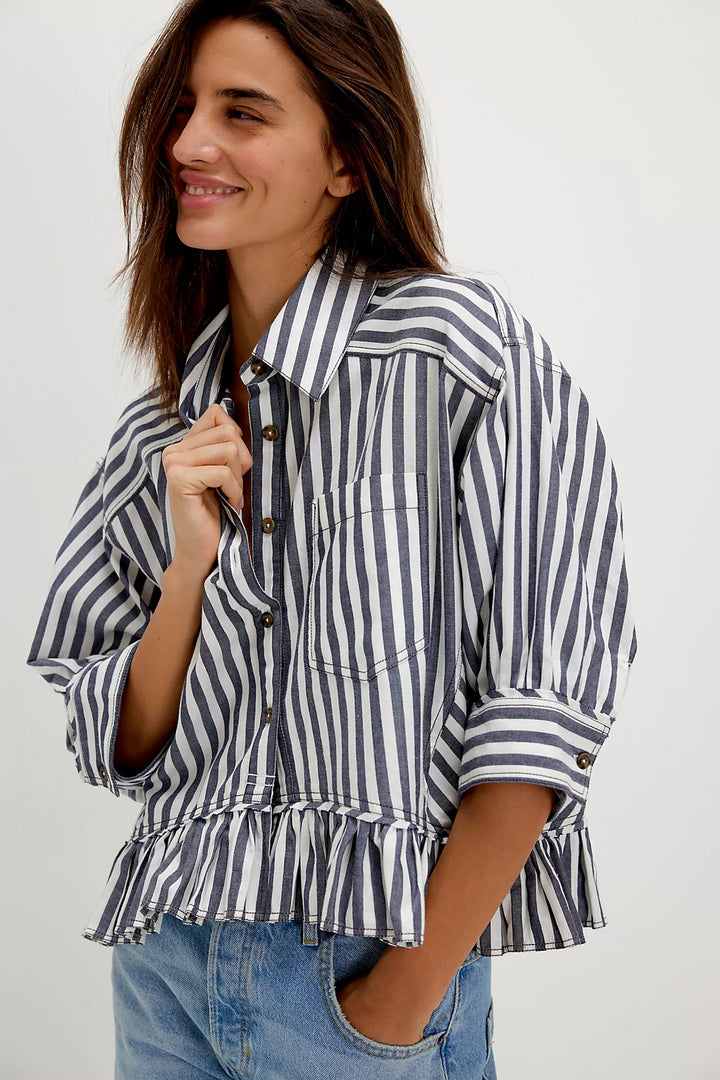 Bailey Stripe Shirt, striped Shirt, Shirts, Free People, Adeline Boutique, Dallas Boutique, Outfits