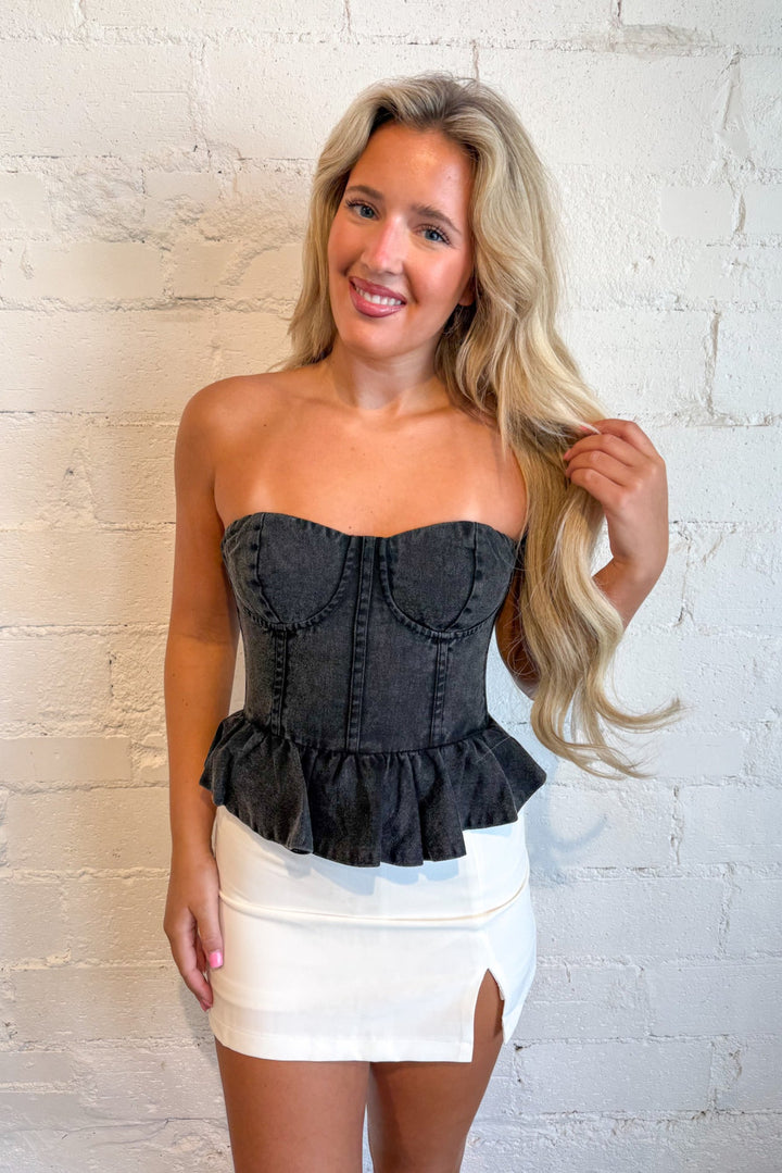 Cider Breeze Top, Tops, Strapless Top, Adeline Boutique, Dallas Boutique, Game Day Outfits