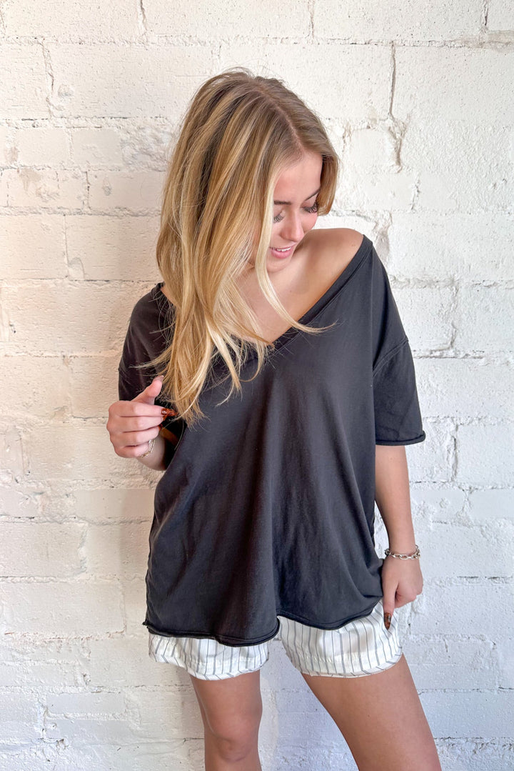 Free People Nina Tee V, Vneck, Pullover Tee, Adeline Boutique, Tops, Basic Tee