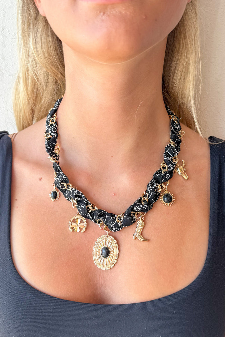 Howdy Scarf Charm Necklace, Charm Necklace, Adeline Boutique, Dallas Boutique, Western Jewelry
