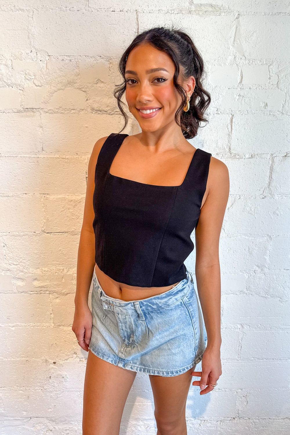 Isabella Square Neck Top, Crop Tops, Game Day Tops, Adeline Boutique, Dallas Boutique, Going Out Tops, Boutique Clothing 
