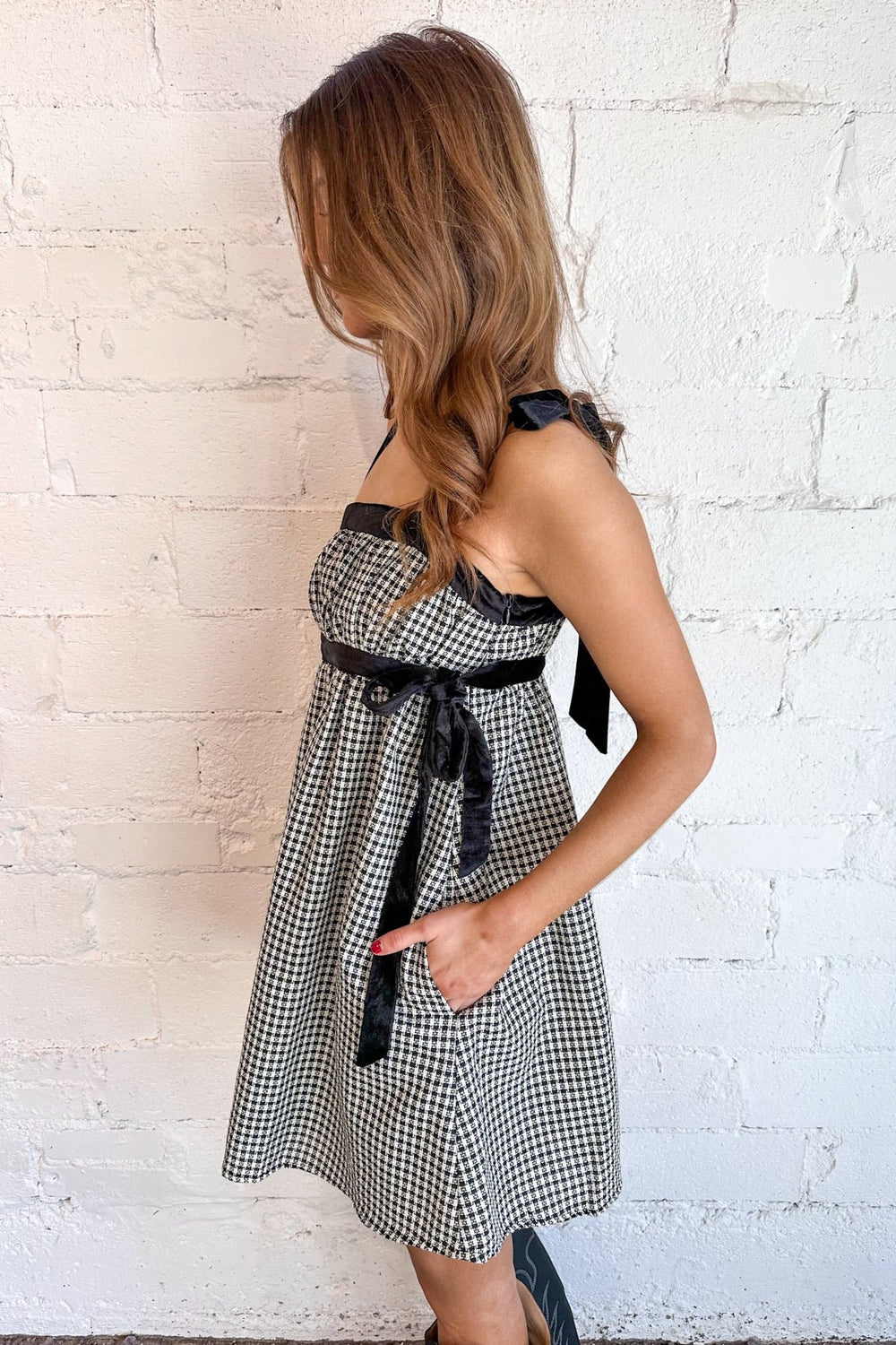 Black Tweed Babydoll Dress, Holiday Dress, Adeline Boutique, Dresses, Dallas Boutique, Boutique Clothing 