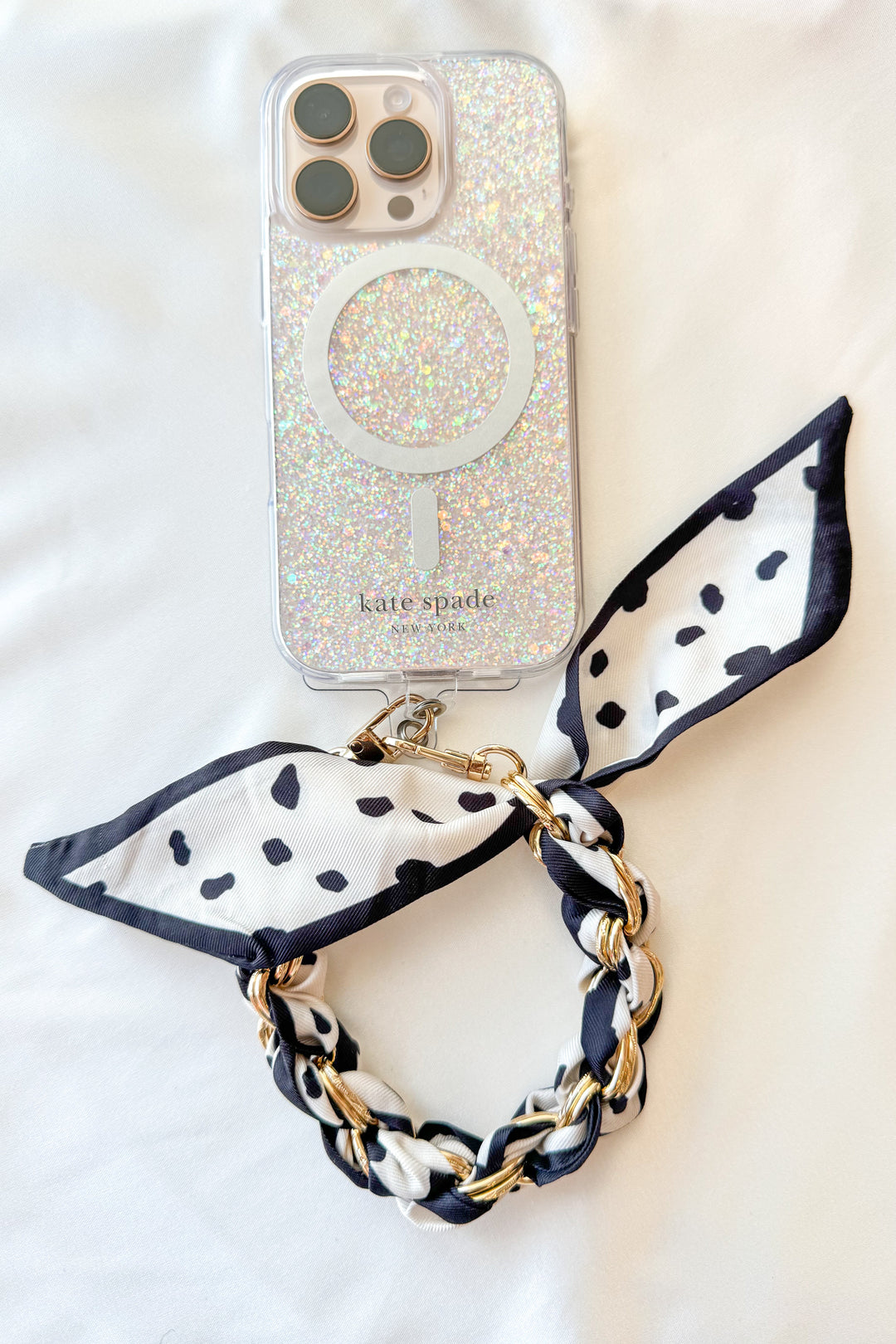 Black and White Scarf Key & Phone Chain, Accessories, Phone Accessories, Adeline Boutique, Dallas Boutique, Keychain