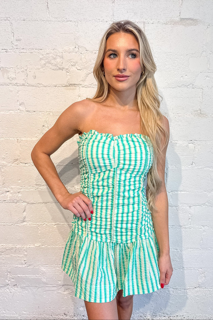 Blakely Dress, Strapless Dress, Spring and Summer Styles, Adeline Boutique, Vacation Styles, St. Patrick's Day Outfit, Mini Dress, Women's Dresses