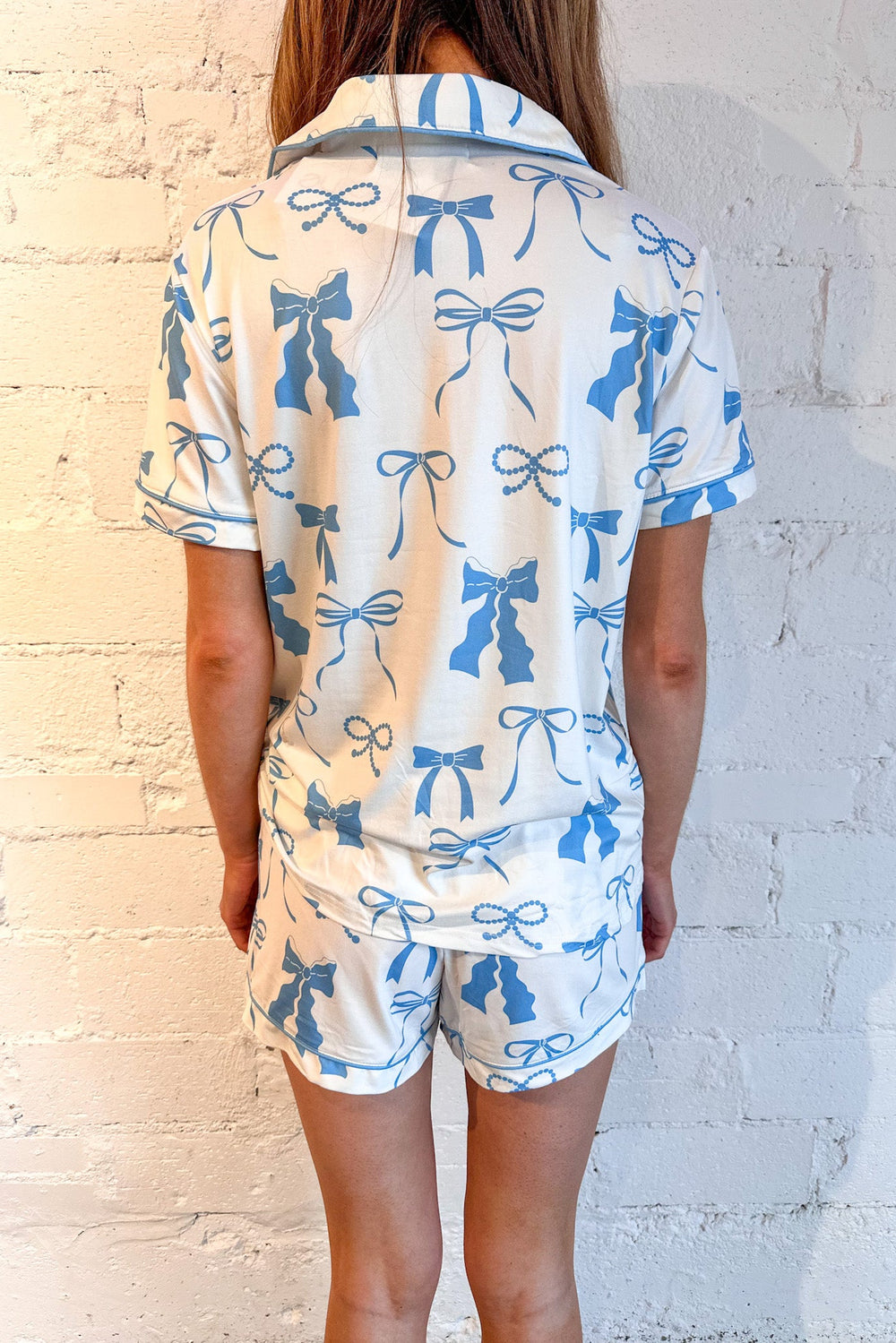 Blue Bow PJ Bottoms, PJs, Adeline Boutique, Lounge Set, Pajamas, Dallas Boutique 