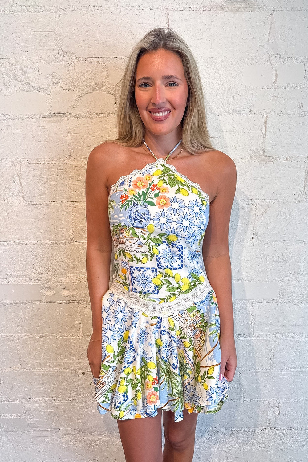 Breezy Tropical Halter Dress, Halter Mini Dress, Vacation Dresses, Beach Dress, Spring and Summer Styles, Adeline Boutique, Dallas Boutique, Boutique Dresses
