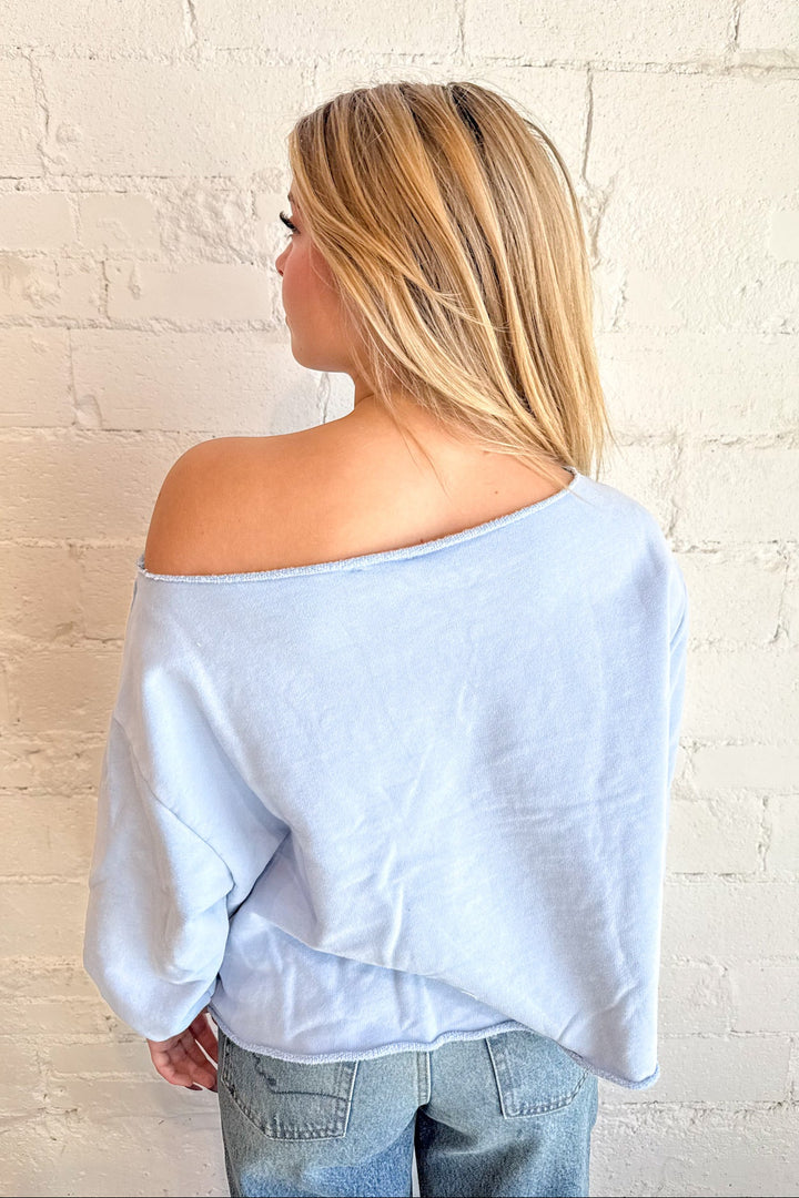 Cozy Off Shoulder Sweatshirt, Sweatshirt, Crewneck, Off the Shoulder Tops, Basics, Adeline Boutique, Dallas Boutique