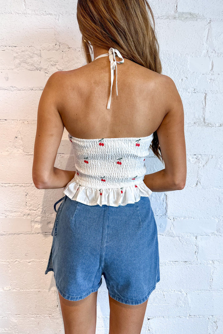 Denim Wrap Skort, Skort, Skirt, Bottoms, Adeline Boutique, Spring Outfit, Dallas Boutique, Denim