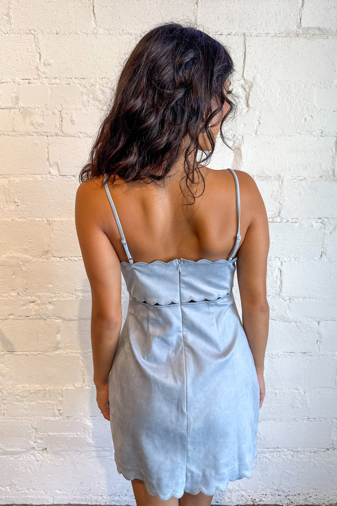 Moonstone Scallop Mini Dress, Black Dress, Suede Dress, Adeline Boutique, Dallas Boutique, Boutique Dresses