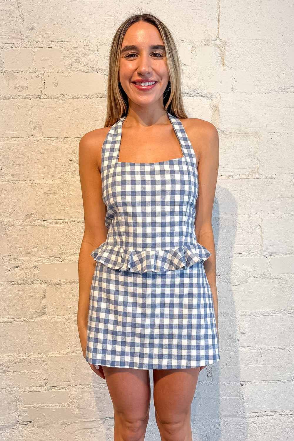 red gingham top, red matching set, red gameday set, gameday set, red ginhgam set, blue gingham set, blue gameday set