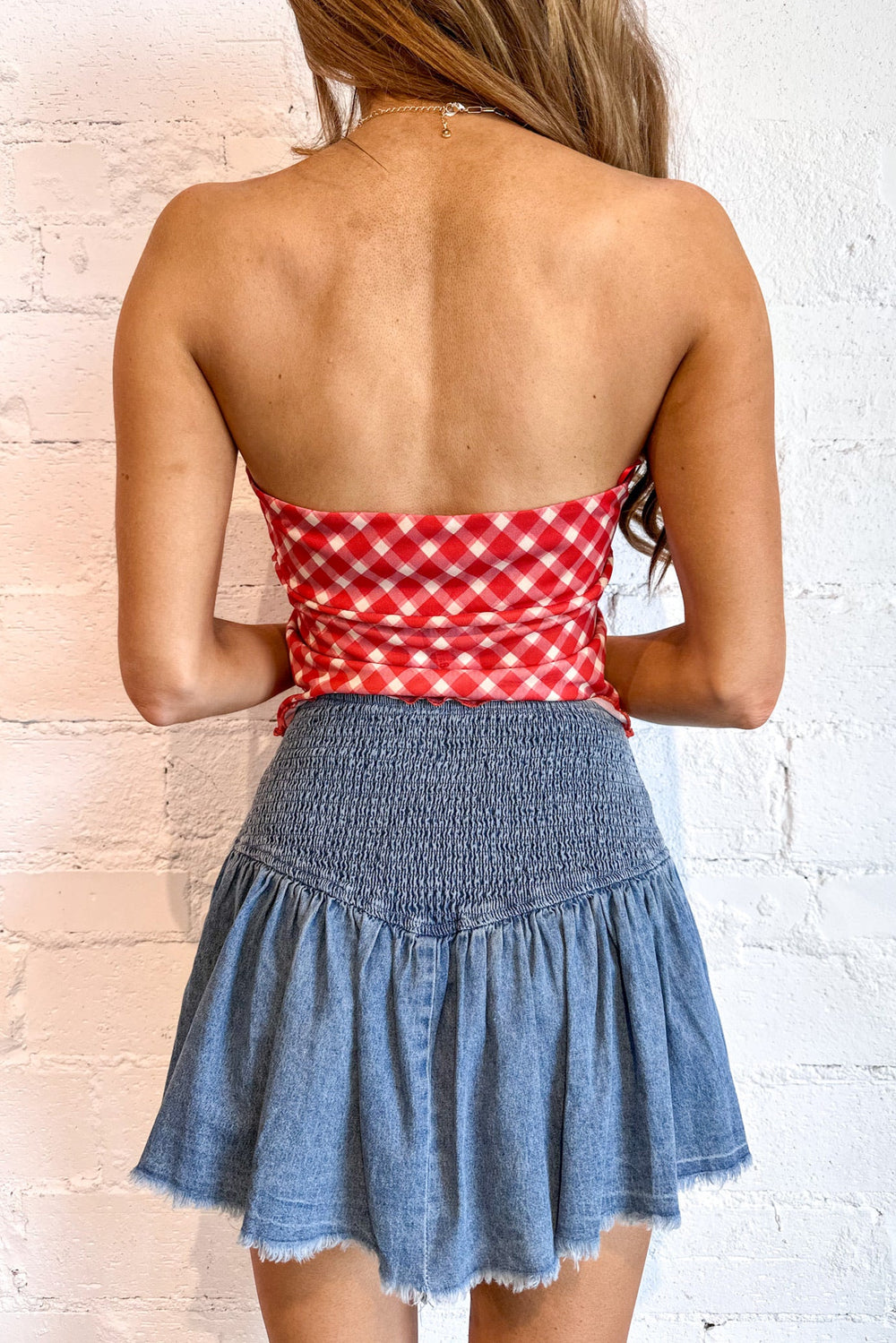 Blue Rush Mini Skort, Denim Skirt, Rodeo Outfit, Country Concert Outfit, Adeline Boutique, Dallas Boutique