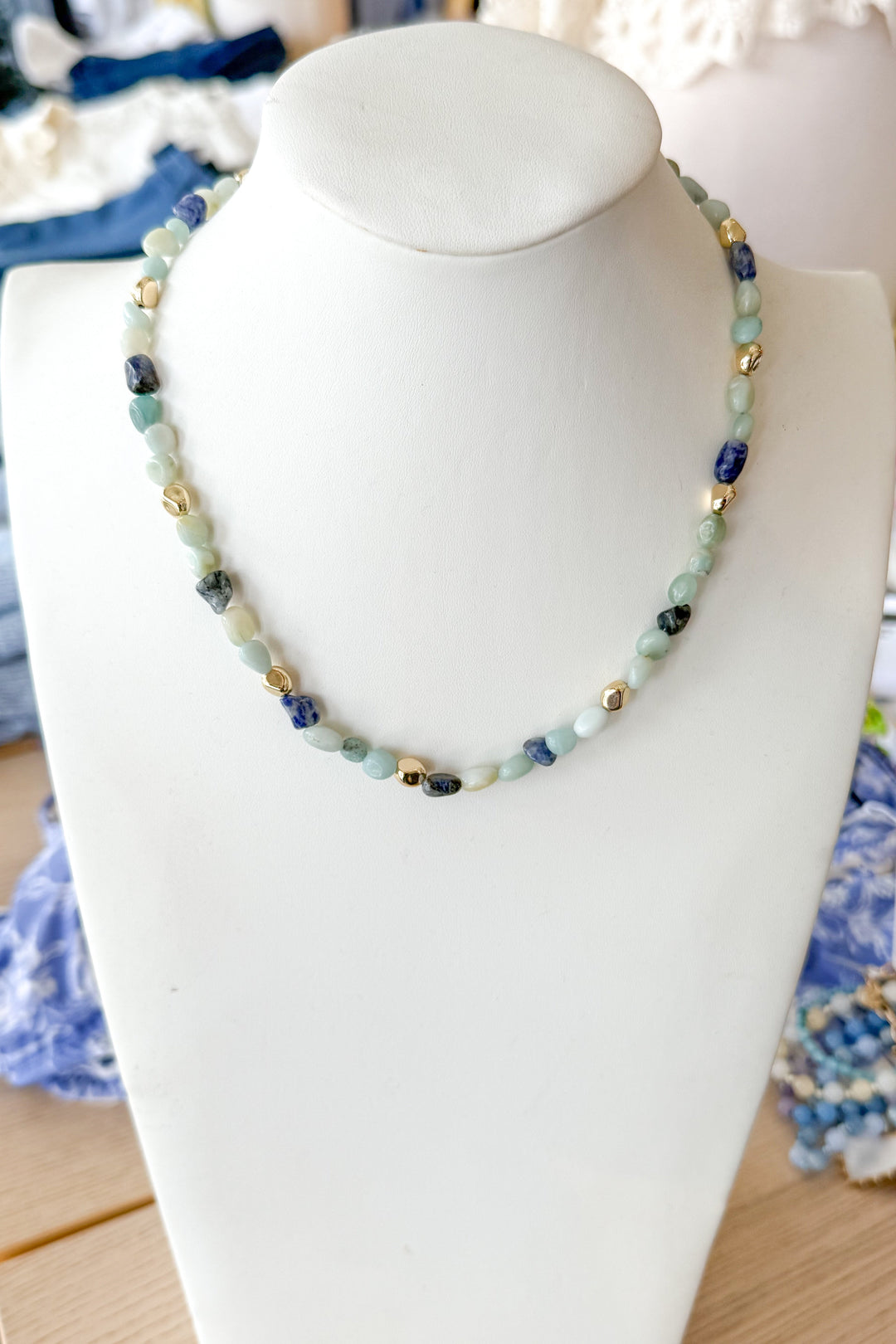 Blue and green stone necklace, necklace, necklaces, dallas boutique, boutique