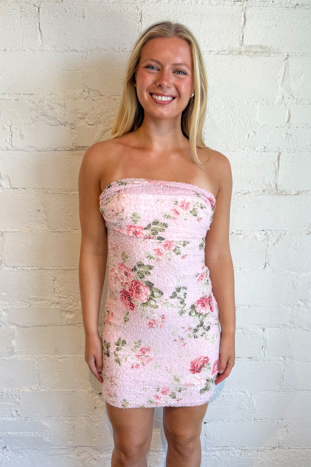 Blush Blossom Mini Dress, Mini Dress, Homecoming Dress, Hoco Dress, Mini Formal Dress, Adeline Boutique, Dallas Boutique