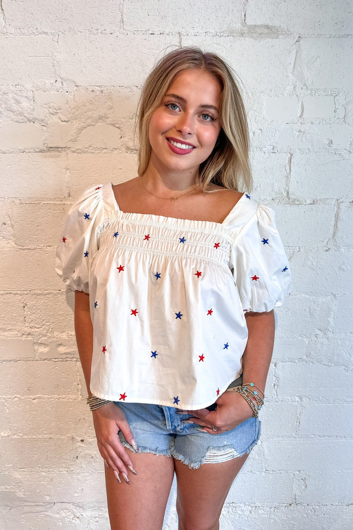 Born To Shine Top, Off the Shoulder Top, Adeline Boutique, Dallas Boutique, Tops, 4th of July, Summer Tops