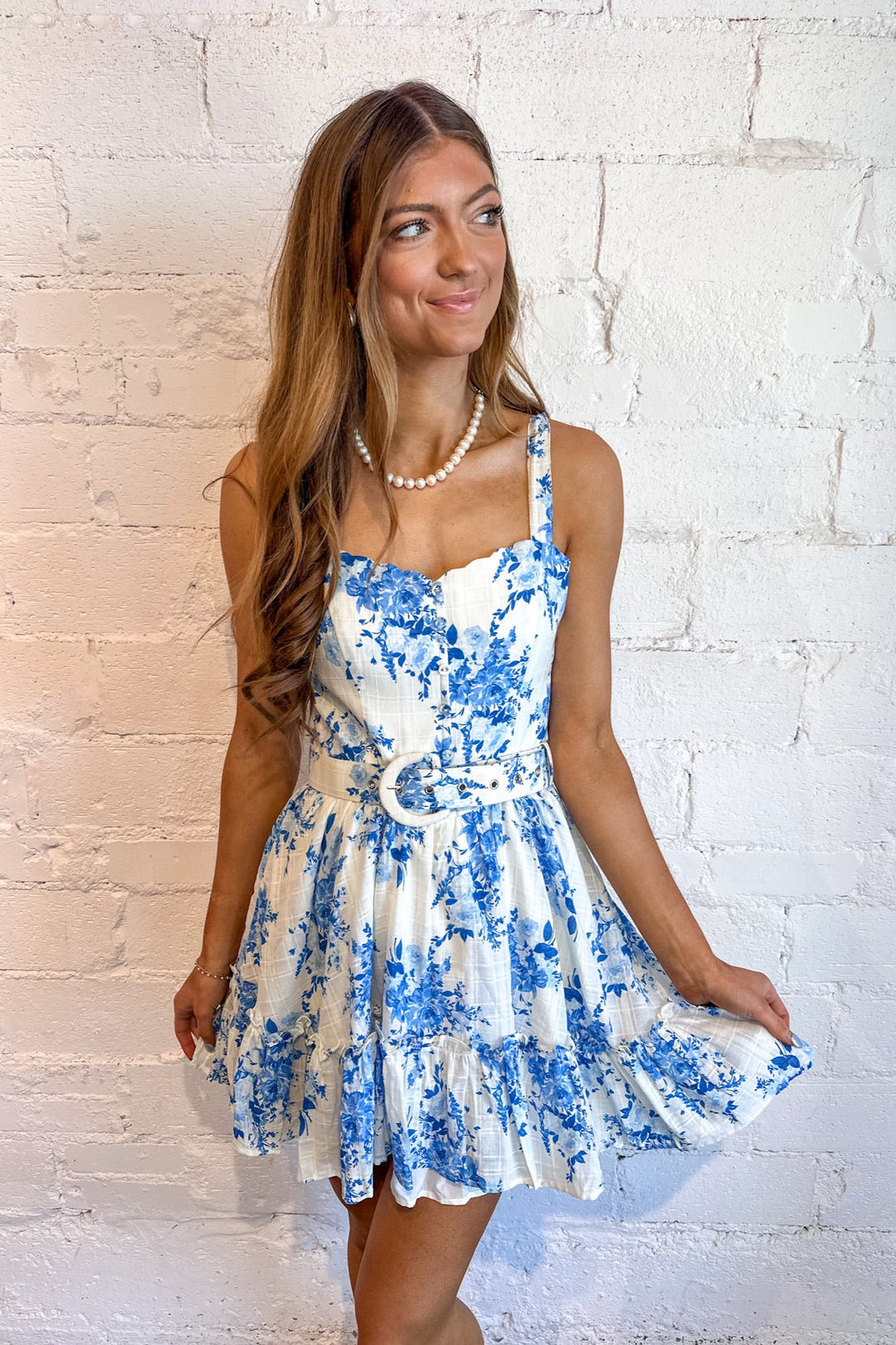 Breeze & Blooms Belt Dress, Floral Dress, Adeline Boutique, Dallas Boutique, Spring and Summer Dresses, Dresses and Rompers, Brunch Dress