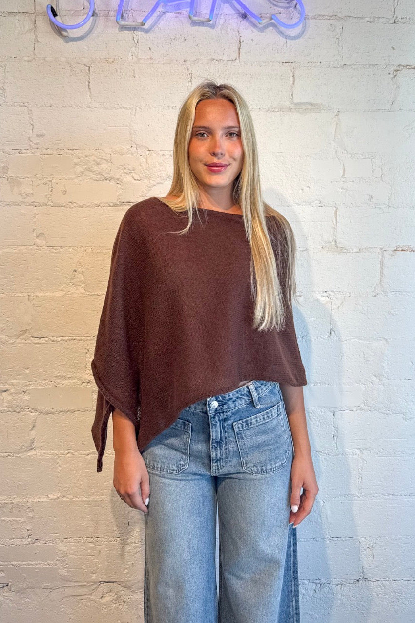 fall brown soft poncho, boutique, dallas boutique