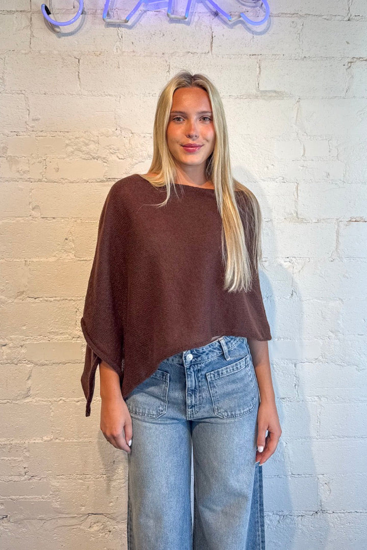 fall brown soft poncho, boutique, dallas boutique
