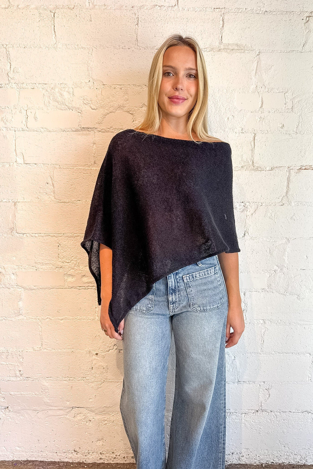 poncho,black poncho, ,Briar Sweater Poncho