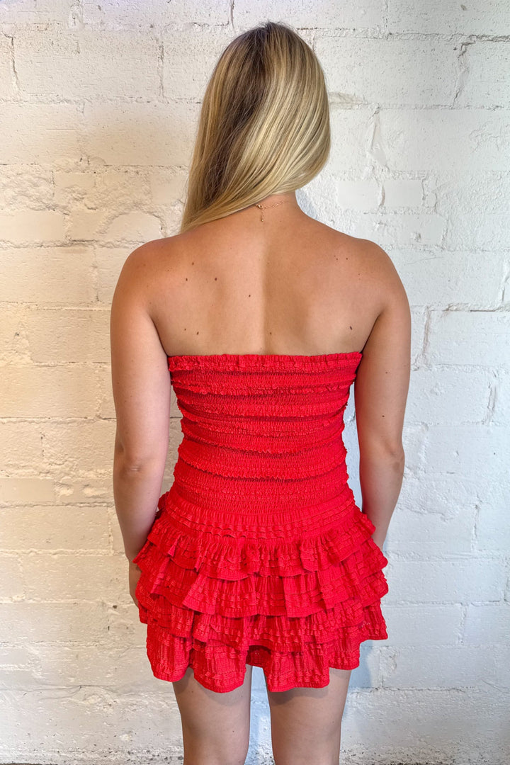 Mia Smocked Ruffle Romper Dress, Strapless Romper, Rompers, Ruffle Romper, Game Day Dresses, Adeline Boutique, Dallas Boutique
