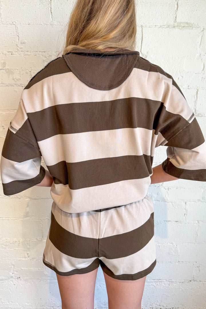 Brown Combo Lounge Shorts, Loungewear, Lounge Set, Two Piece Set, Sets, Pajamas, Short, bottoms