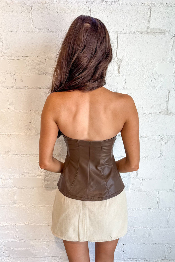 Leather Lover Strapless Top, Leather Top, Tops, Strapless Top, Rodeo Outfit, Country concert Outfit, Adeline Boutique, Dallas Boutique