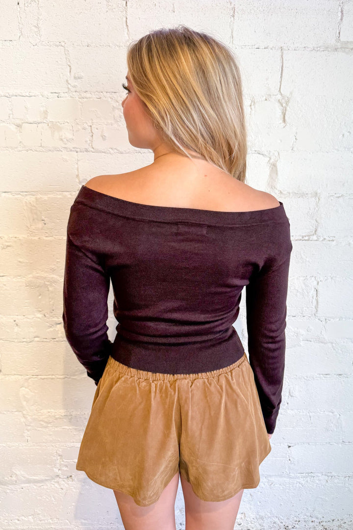 Soft Haven Sweater, Brown Sweater, Off the Shoulder Sweater, Tops, Sweaters, Fall Styles, Thanksgiving Styles, Knit Tops, Adeline Boutique, Dallas Boutique
